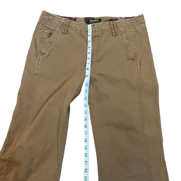 EDDIE BAUER Tan Wide Leg Cotton Mid Rise Casual Pant 6 - Picture 6 of 10